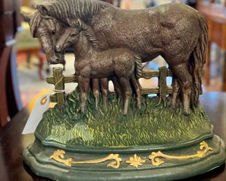 Wright Studios Vintage Iron Doorstop of Mare and Colt