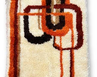Mid Century Hook Rug 1970's Design