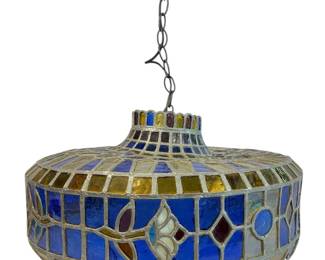 An English Stained Glass Hanging Pub Lamp