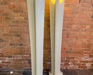 Monumental Post Modern Torchiere Lamps, Pair