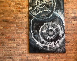 A Massive 6' Abstract Oil on Canvas by K.F. PRYOR, "Binary II"