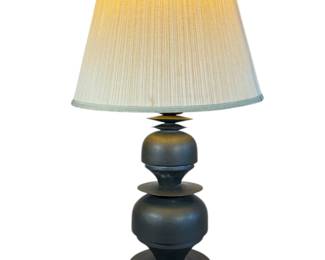 An Abstract Modernist Stacked Brass Lamp