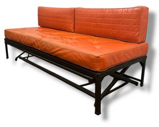 Mid Century Retro Orange Vinyl Daybed