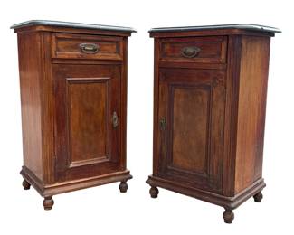 Antique Marble Top End Tables, Pair