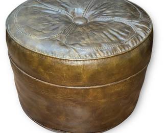 Mid Century Leather Daisy Pouf Ottoman