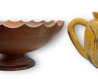 Two Mid Century Carved Wood Kitchen Articles, WOODCROFTERY, DAVID AULD