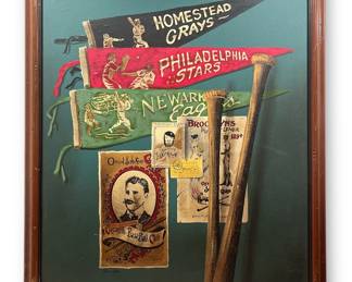 Signed HUNTINGTON Vintage Baseball Oil Painting