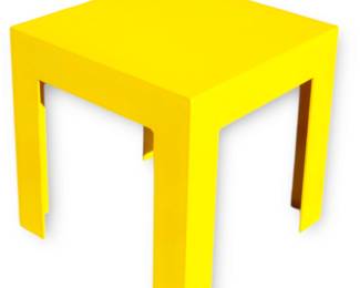 A Mid Century Pop Art Yellow Acrylic Parsons Side Table