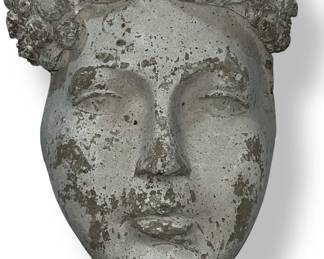 A French Art Deco Concrete Face Wall Plaque