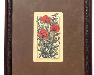 A KATHLEEN WEST "Poppy Garden" Woodblock Print