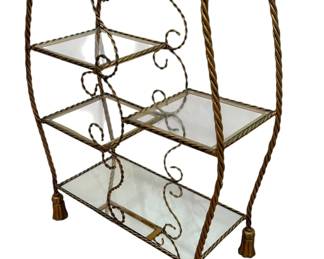 Hollywood Regency Gold Tassel Shelf Table