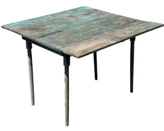 Old Blue Paint Primitive Farmhouse Table
