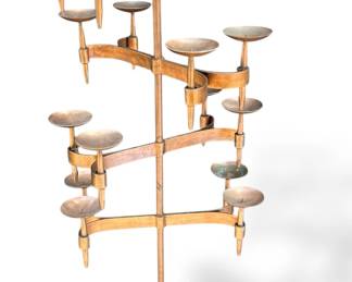 Large Wrought Iron & Copper Candelabra