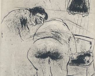 A MARC CHAGALL Print, "Notre Heros Tenait a Etre Pret"