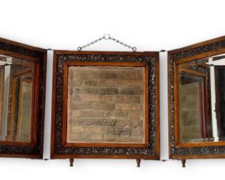 An Antique Tri-Fold Travelling Mirror