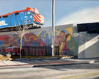 Contemporary Chicago Street Scene, Acrylic on Canvas