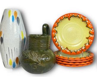 Collection West German and Italian Pottery Vases and Plates