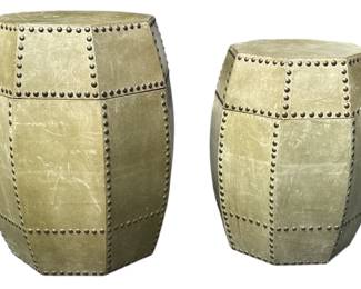 Faux Leather & Nailhead Nesting Barrel Stools, Storage