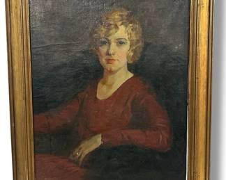 Large Oil on Canvas Portrait of a Woman