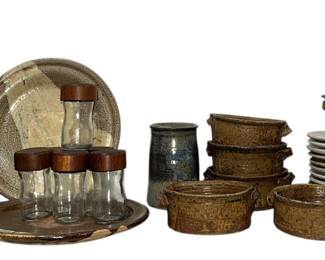 Collection Mid Century Stoneware Dishes, Danish Modern