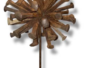 A Brutalist Folk Art Railroad Spike Sculpture