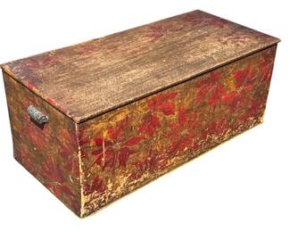 Arts & Crafts Rare Pyrography Trunk Blanket Chest