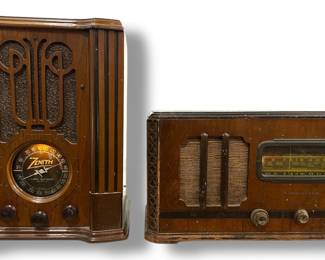 Two Antique Art Deco Tube Type Radios