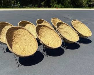 Set 8 Mid Century Outdoor Sea Grass Chairs