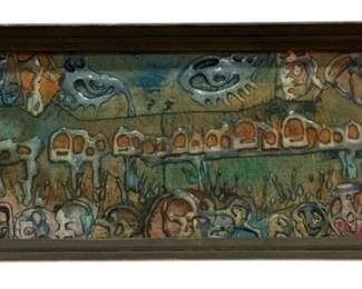 A Mid Century Abstract Oil Collage "Hail for Us"