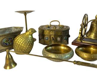 A Large Collection of Enameled and Jeweled Brass Articles