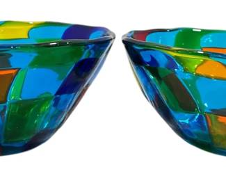 Two ANGELO BALLARIN Murano Art Glass Bowls