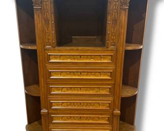 Austrian Faux Bamboo, Mother of Pearl Inlaid Corner Cabinet