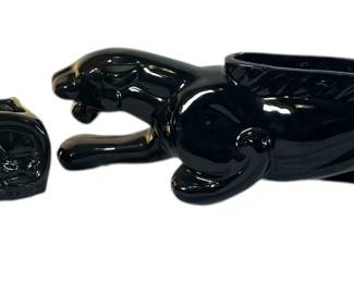 Two Mid Century Black Panther TV Lamps