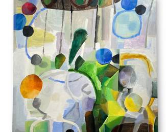 A BRIAN OVERLEY Abstract Acrylic & Oil on Canvas, "Parc"