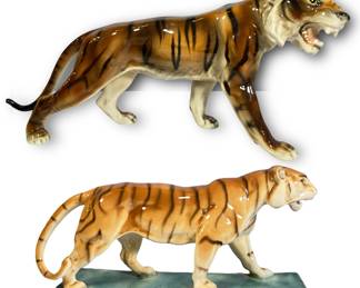 Two Vintage Ceramic Tigers, AUSTRIA, CZECH REPUBLIC