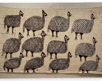 A Senufo Painted Bird Mud Cloth Wall Hanging