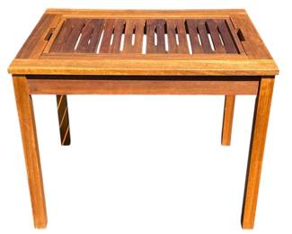 Mid Century Teak Patio Table, Removable Tray