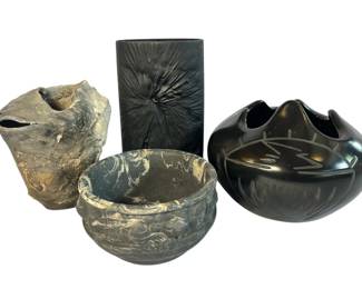Collection 20th C. Black Ceramic Vases, ROSENTHAL
