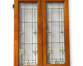 Two Antique Stained Glass Doors