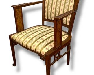 Chinese Art Deco Claw Footed Accent Chair