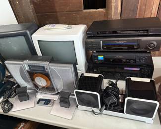 Speakers
CD player
DVD players
VHS player