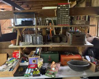 Fish tank
Fishing gear/tackle
Tool boxes
Byrne Dairy crate
Golf balls
