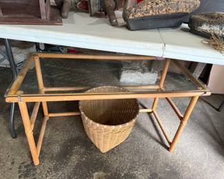 Glass top coffee table
Basket