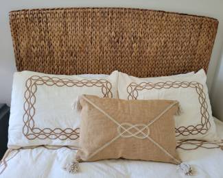 Two Full Size Beds with Rattan Headboards.