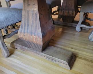 Custom Made Double Pedestal Dining Table with 8 French Style High Back Dining Chairs.