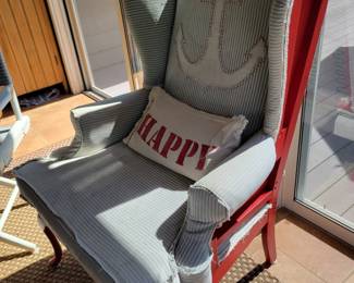 Nautical Themed Wing Back Armchair.