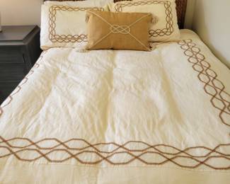 Two Full Size Beds with Rattan Headboards.