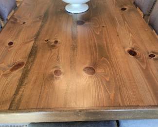 Custom Made Double Pedestal Dining Table with 8 French Style High Back Dining Chairs.