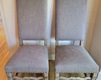 Custom Made Double Pedestal Dining Table with 8 French Style High Back Dining Chairs.