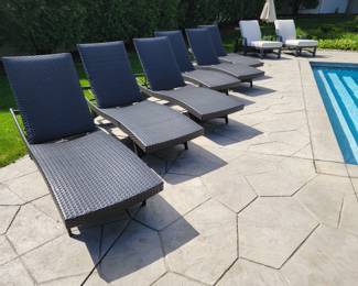 Faux Rattan Patio Pool Loungers.